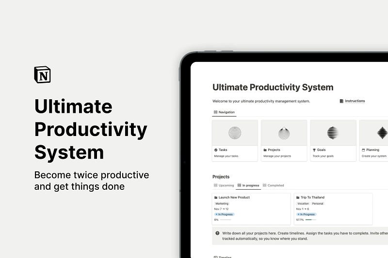 Productivity Notion Template Preview