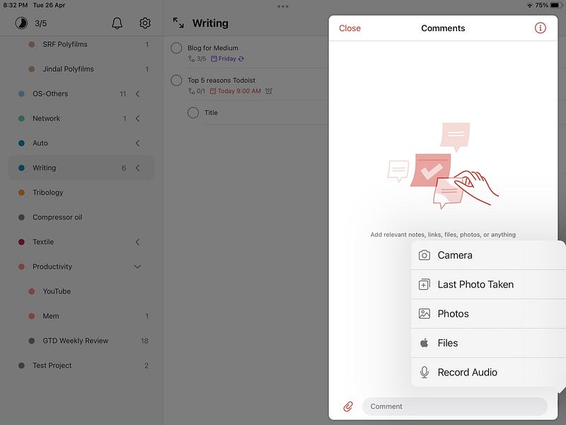 Todoist Attachment Features