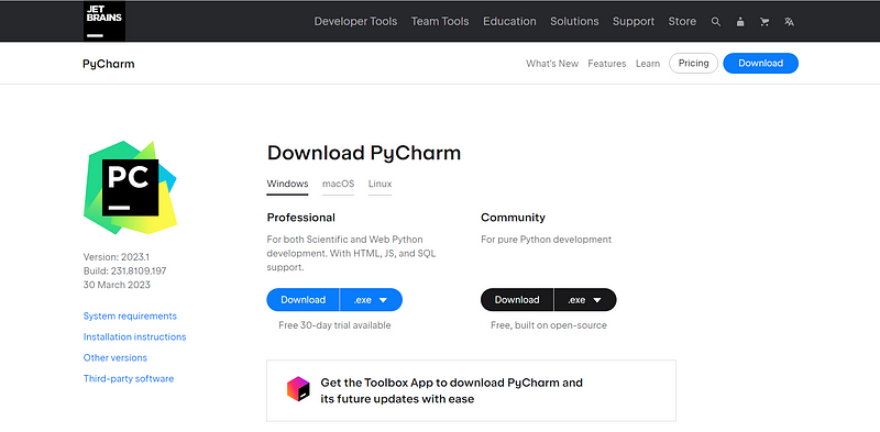 Download PyCharm IDE for coding