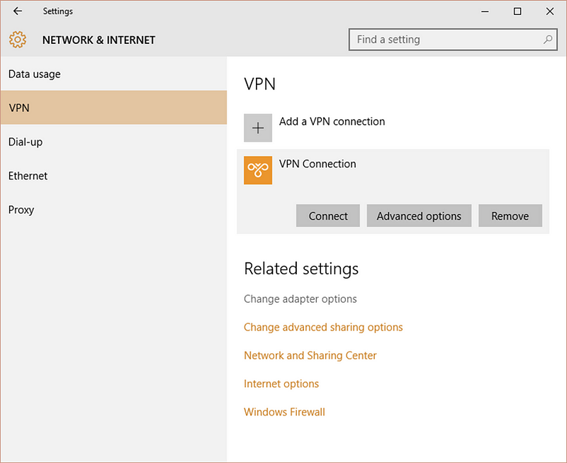 Changing Adapter Options for VPN