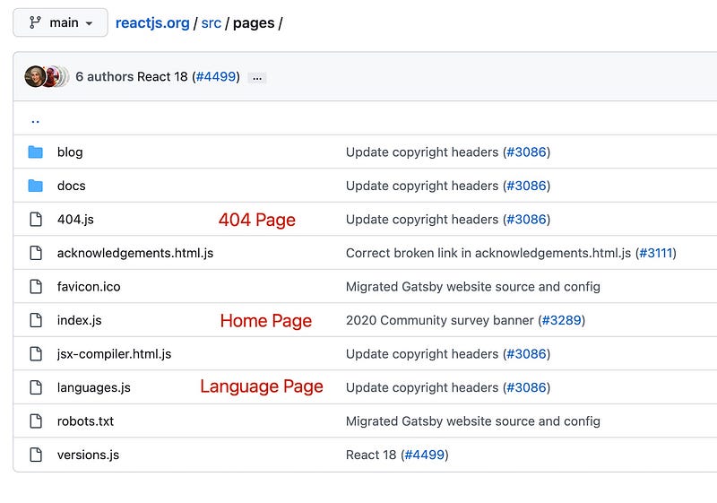 Page Components in React.org