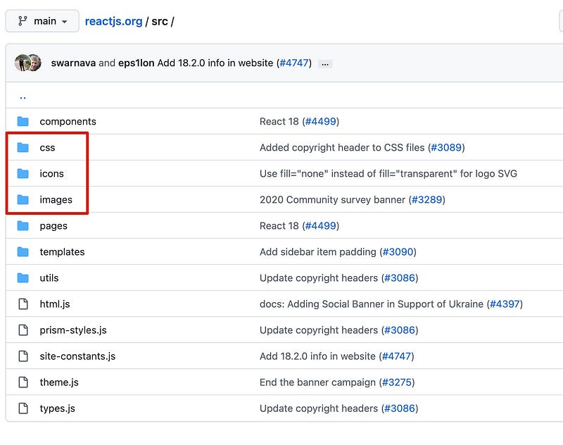 Static Files Organization in React.org