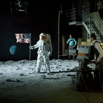 Depiction of Moon landing conspiracy theory