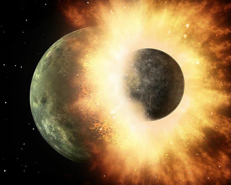 Artistic representation of a planetary collision