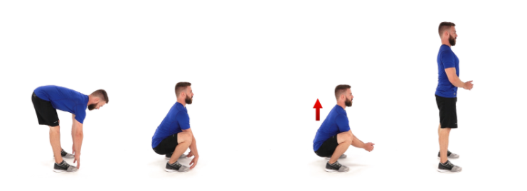 Toe Touch Squat-to-Stand exercise demonstration