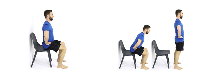 Chair squat exercise demonstration