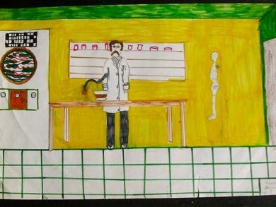 Girl drawing a scientist for the DAST