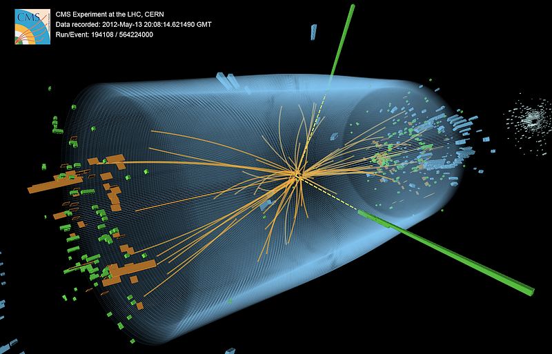 Higgs boson event decay illustration