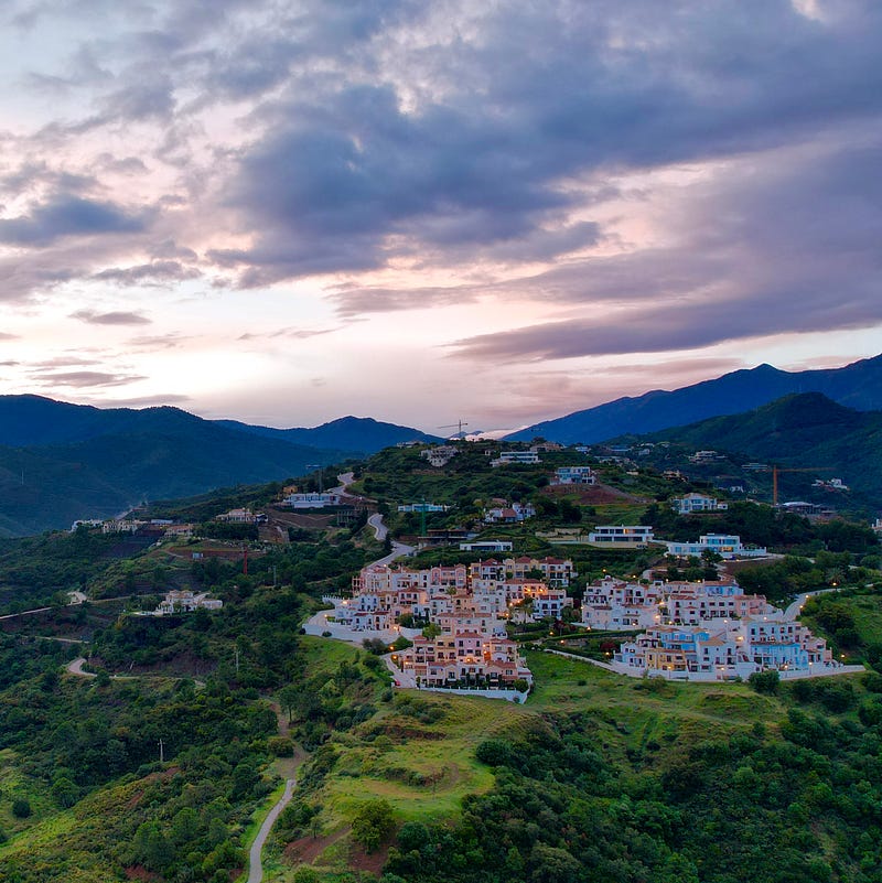 Aerial view of Spanish hills