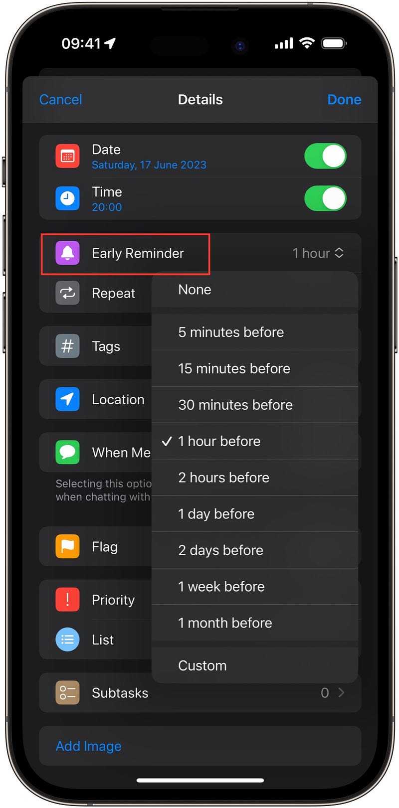 Early Reminders in iOS 17