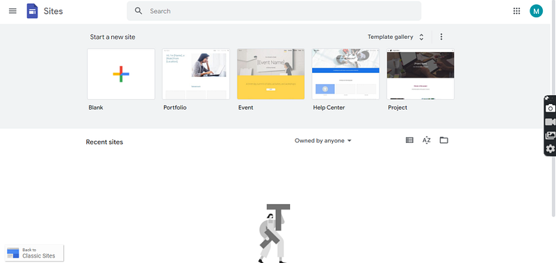 Selecting a theme for Google Sites