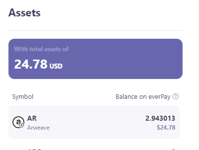 AR token balance in everPay