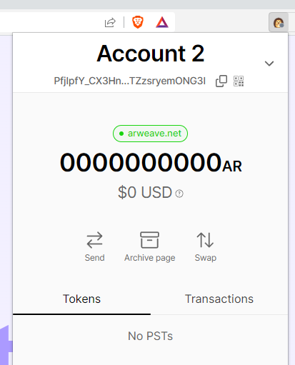 ArConnect wallet interface