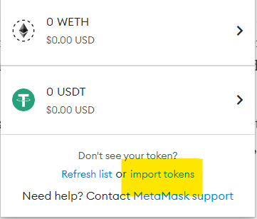 Import tokens option