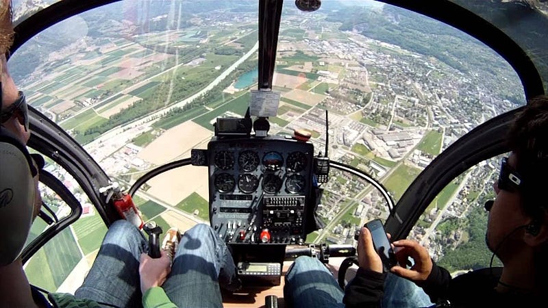 Helicopter cockpit showcasing enhanced visibility