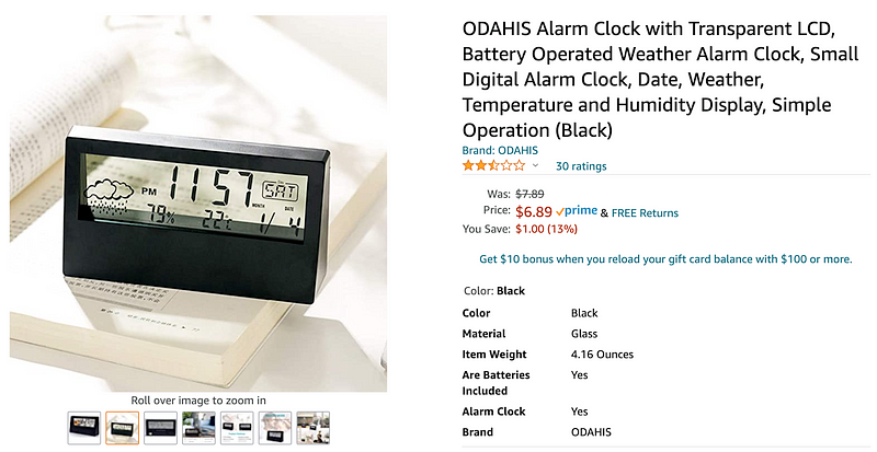 Example of an affordable transparent LCD clock