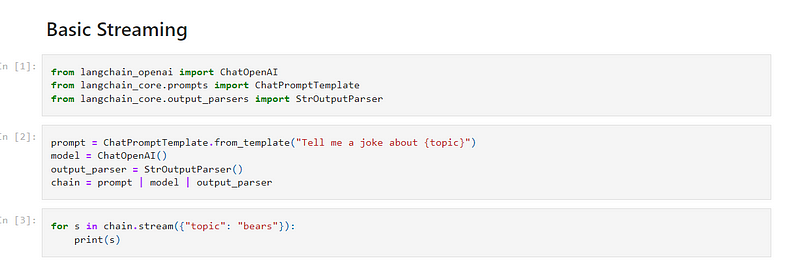 Basic streaming demonstration in LangChain