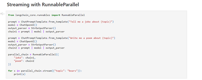 Example of parallel streaming in LangChain