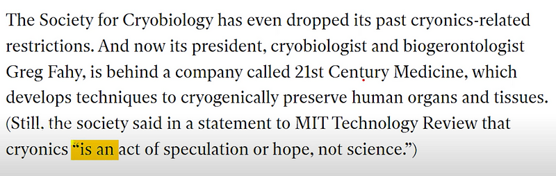 Image depicting skepticism in cryonics