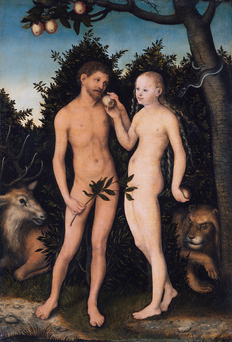 Artistic depiction of Adam and Eve