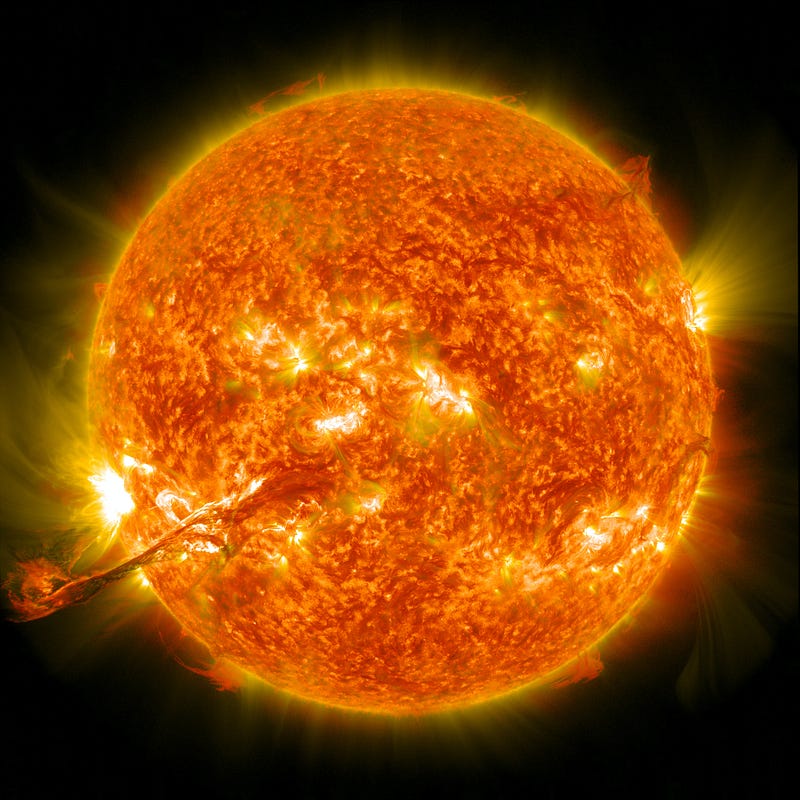 An image depicting a coronal mass ejection from the Sun