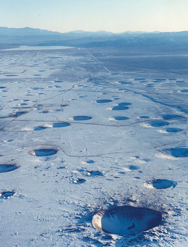 Craters created by underground nuclear tests