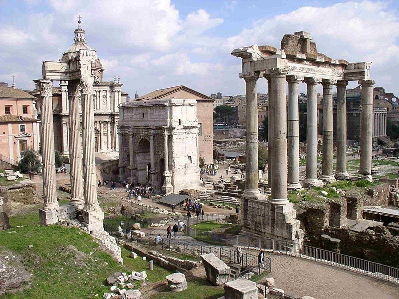 Ruins of the Temple of Saturn, the heart of Saturnalia festivities.