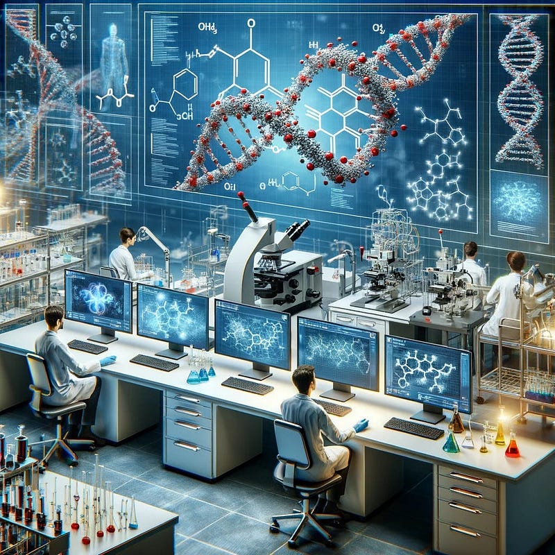 Advanced peptide synthesis in a laboratory.