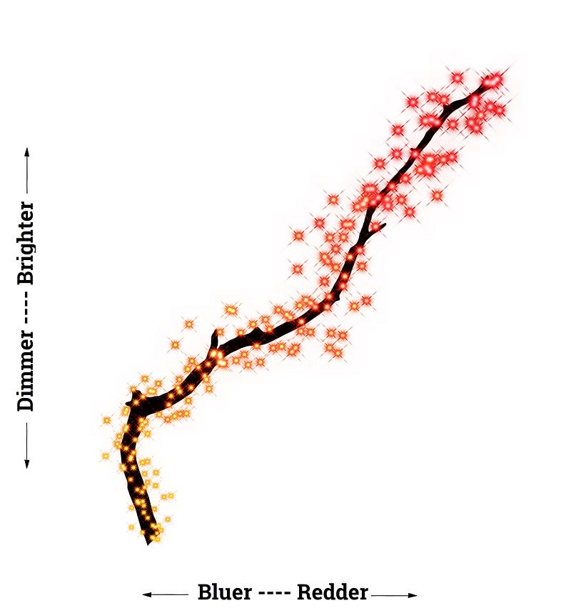 Visualization of the red giant stars' brightness distribution