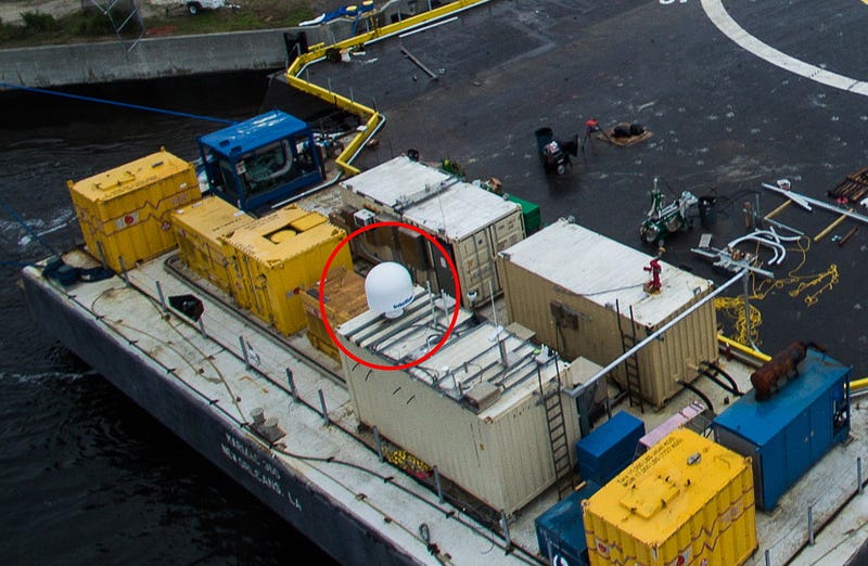 Antenna on the drone ship