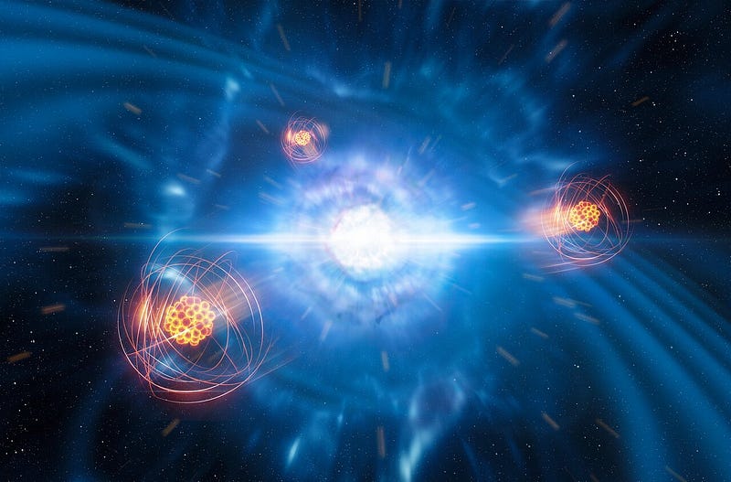 Artistic representation of a kilonova explosion