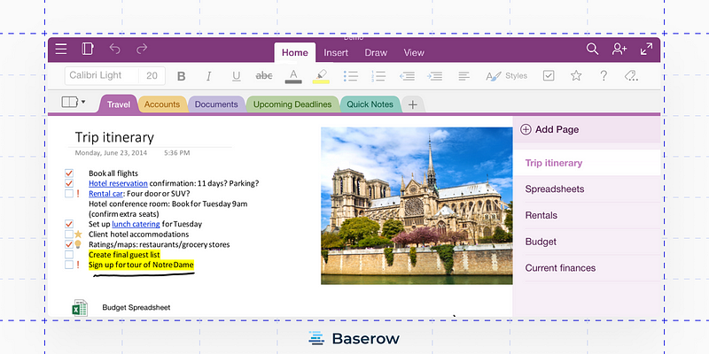 Microsoft OneNote interface